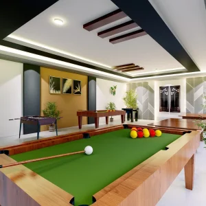 recreational area inside shanoor penta county tulips apartment project in kazhakuttom, trivandrum